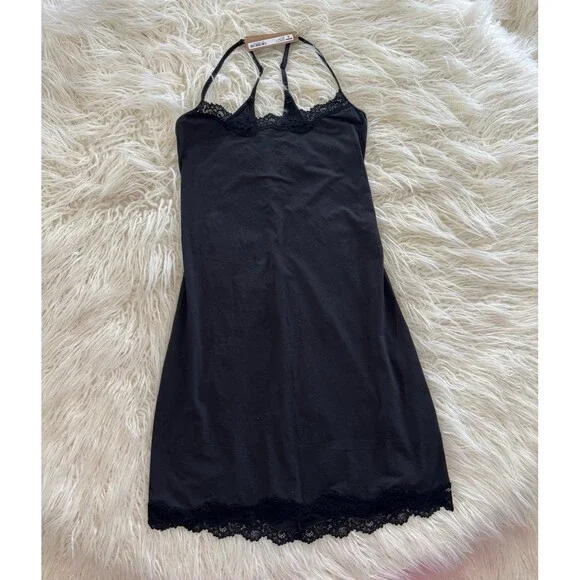 Skims Fits Everybody Lace Slip Dress Onyx Size Large - Picture 4 of 9